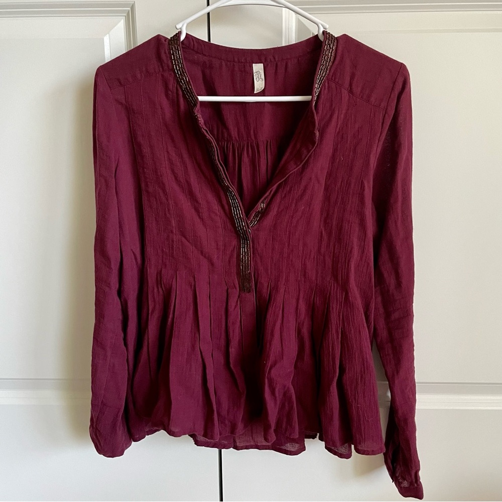 Free People Maroon Blouse XS